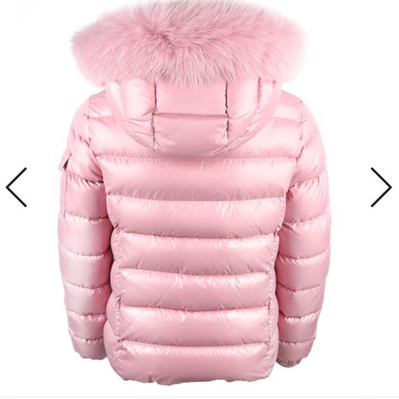 NWOT, MONCLER ENFANT Girls Blush Pink Bady Fur Coat - Picture 2 of 7